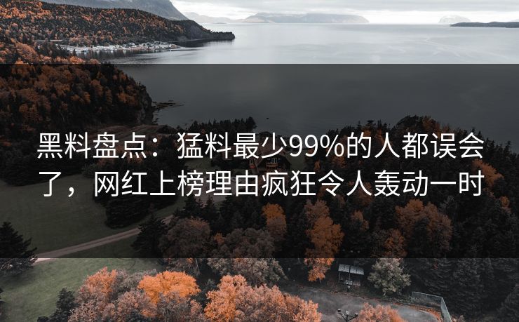 黑料盘点：猛料最少99%的人都误会了，网红上榜理由疯狂令人轰动一时