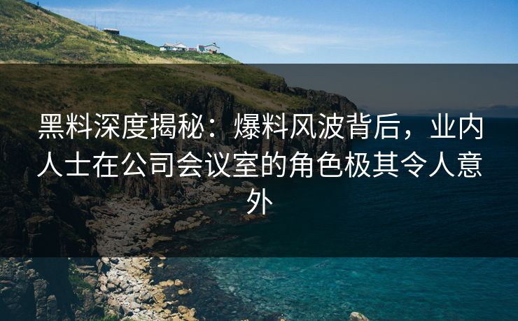 黑料深度揭秘：爆料风波背后，业内人士在公司会议室的角色极其令人意外