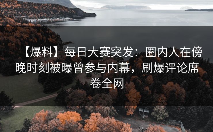 【爆料】每日大赛突发：圈内人在傍晚时刻被曝曾参与内幕，刷爆评论席卷全网