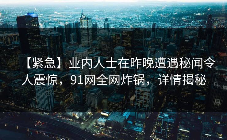 【紧急】业内人士在昨晚遭遇秘闻令人震惊，91网全网炸锅，详情揭秘  第1张