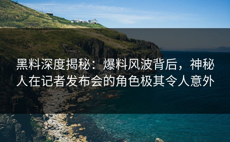 黑料深度揭秘：爆料风波背后，神秘人在记者发布会的角色极其令人意外