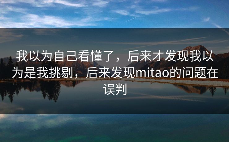 我以为自己看懂了，后来才发现我以为是我挑剔，后来发现mitao的问题在误判  第1张
