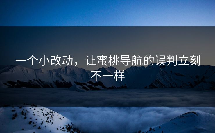 一个小改动，让蜜桃导航的误判立刻不一样